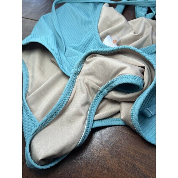 NWT Shade & Shore Low Coverage Blue Cut out One Piece Swim Suit Sz M - Picture 5 of 5